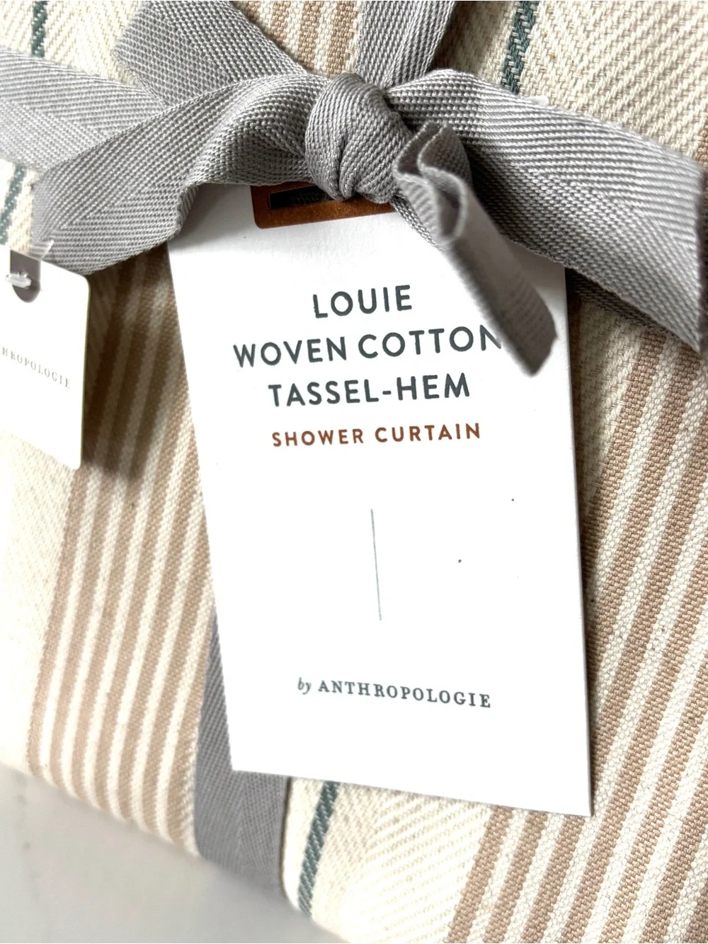 NEW Anthropologie Louie Shower Curtain Cotton Linen Tassel Hem 72” NWT Cream